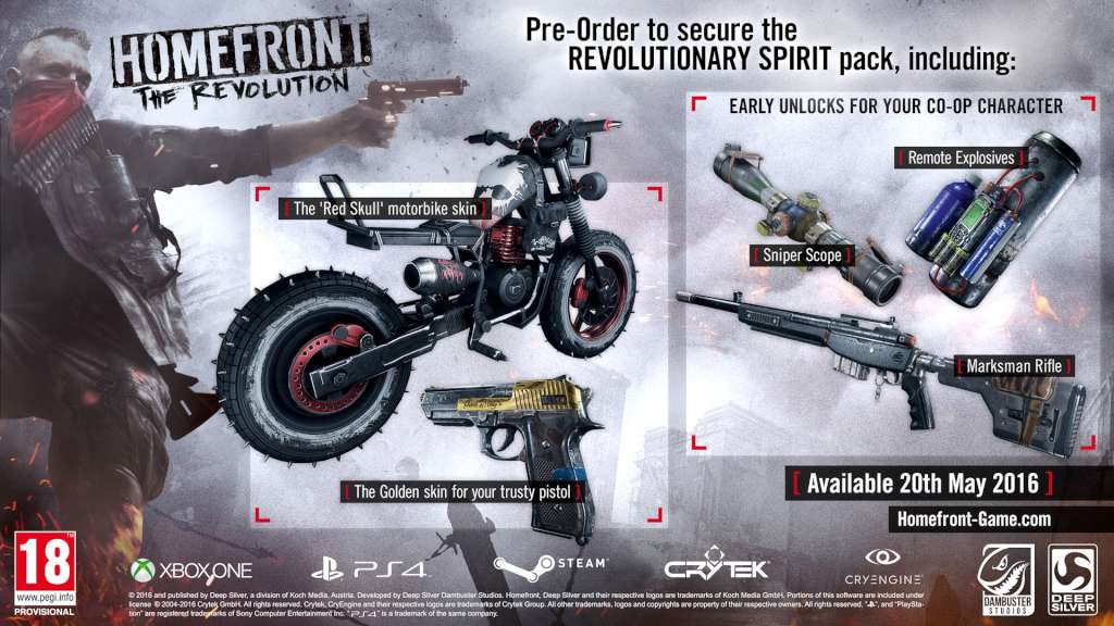 Homefront: The Revolution + Revolutionary Spirit Pack INDIA Steam Gift 26.5 USD