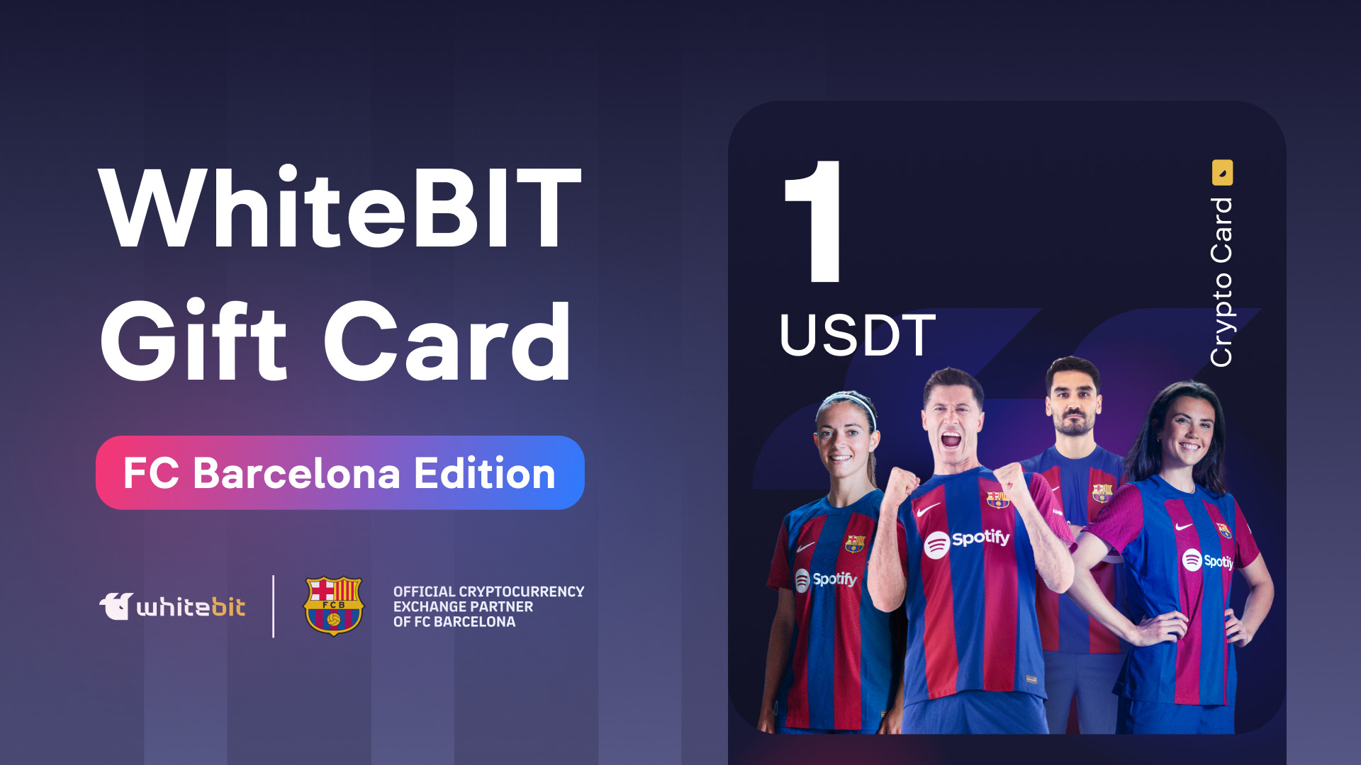 WhiteBIT - FC Barcelona Edition - 1 USDT Gift Card 1.39 USD