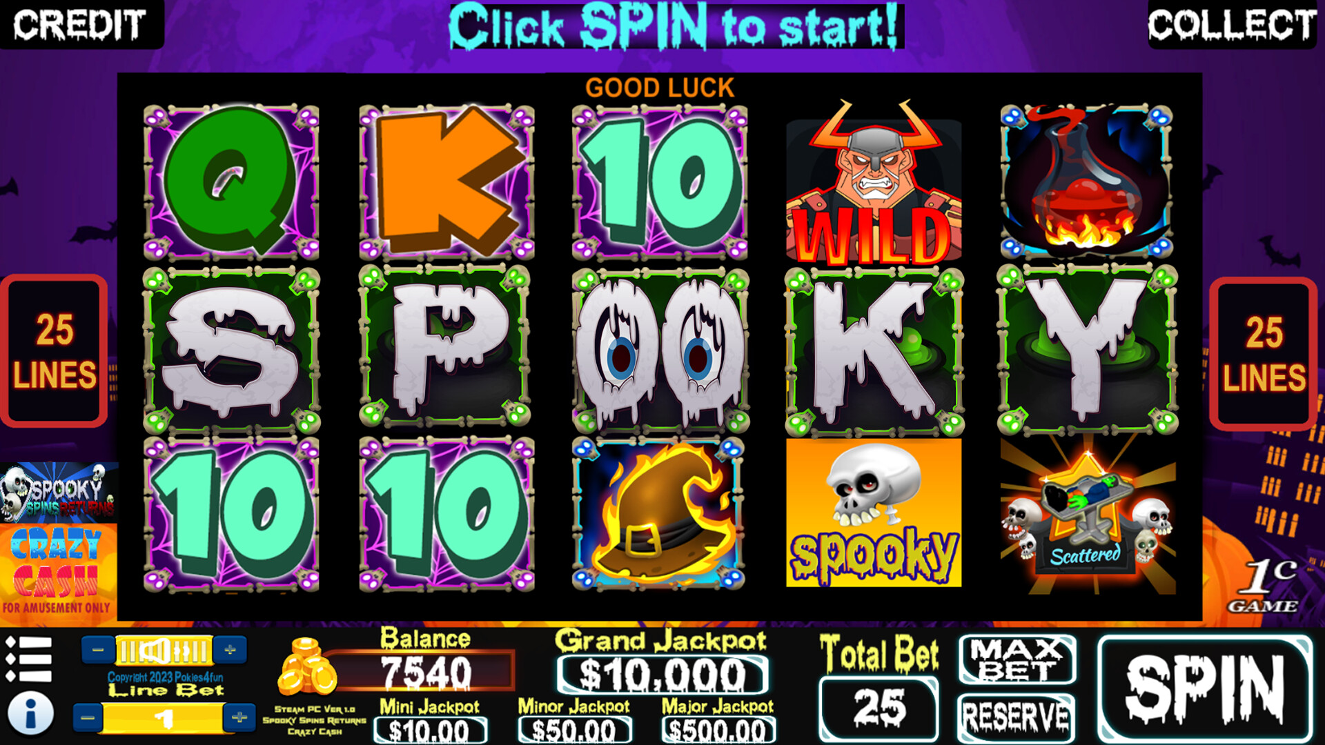 Spooky Spins Returns : Crazy Cash Edition - Slots Steam CD Key 9.79 USD
