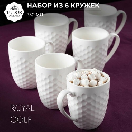 Набор кружек 350 мл чайный, кофейный набор из фарфора на 6 персон Tudor England Royal Golf 6шт. фото, описание