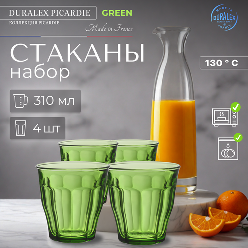 Набор стаканов DURALEX Picardie 4 штуки 310 мл Green (1028GC04C1111) фото, описание