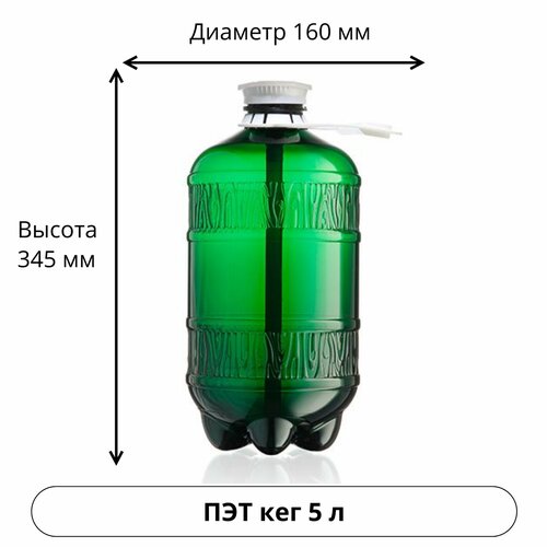 ПЭТ кег 5 л, фитинг А разборный, с ручкой фото, описание