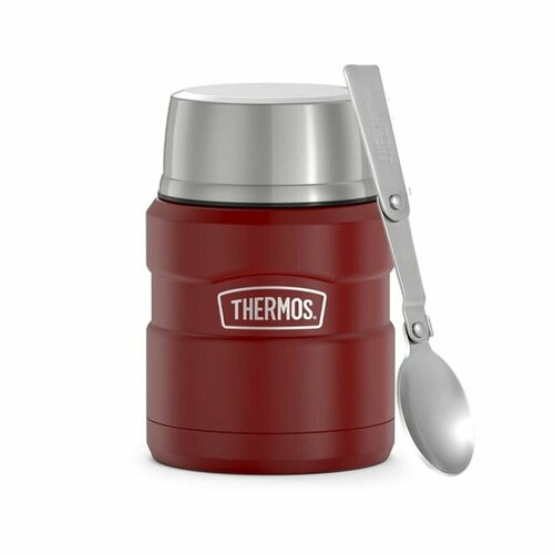 THERMOS 0,47л KING SK3000, карминно-красный - безупречное качество с 1904 (SK3000 MRR) термос для еды с ложкой, с широким горлом фото, описание