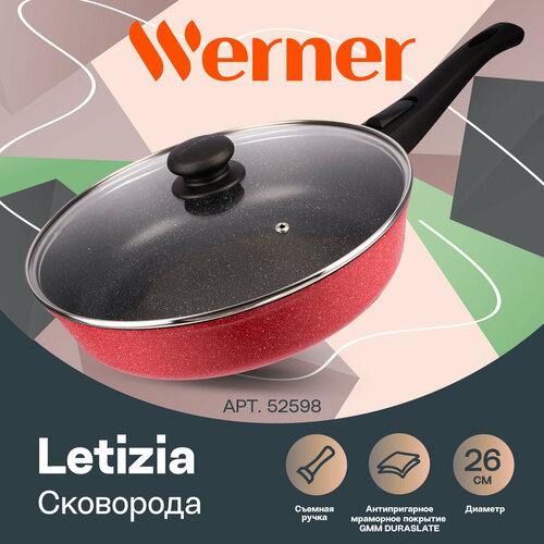 Сковорода из литого алюминия Werner Letizia 52598 26 см красный фото, описание