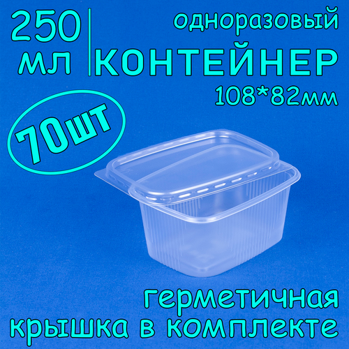 Контейнер одноразовый с крышкой 108х82 250 мл цвет прозрачный 70 шт фото, описание