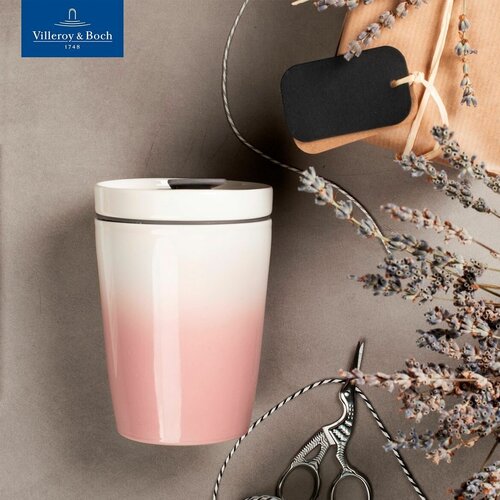 Стакан для кофе и чая с крышкой Coffee To Go Powder Like. by Villeroy & Boch, 290 мл, Фарфор. фото, описание