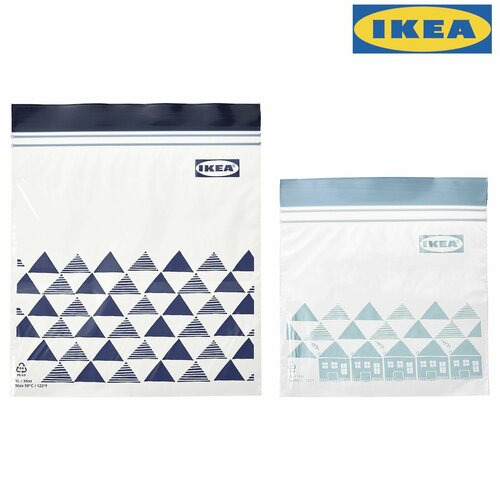 ЗИП пакет икеа (IKEA ISTAD) 60 штук 30 (19*18) 30 (15*13) многоразовый пакет для хранения продуктов с застежкой. фото, описание