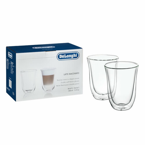 Набор стаканов De'Longhi Latte cups DLSC312, 220 мл, 2 шт., прозрачный фото, описание