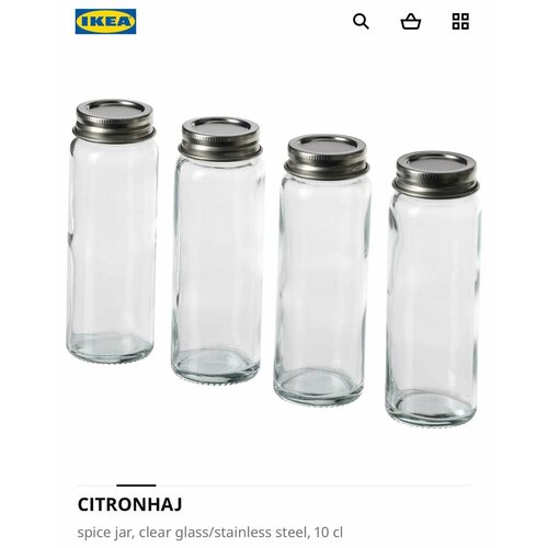 IKEA CITRONHAJ Банка для специй, прозрачное стекло/нержавеющая сталь, 100 мл фото, описание