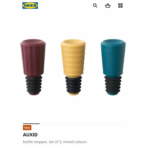 Пробка для бутылки IKEA AUXID , набор из 3, смешанные цвета фото, описание