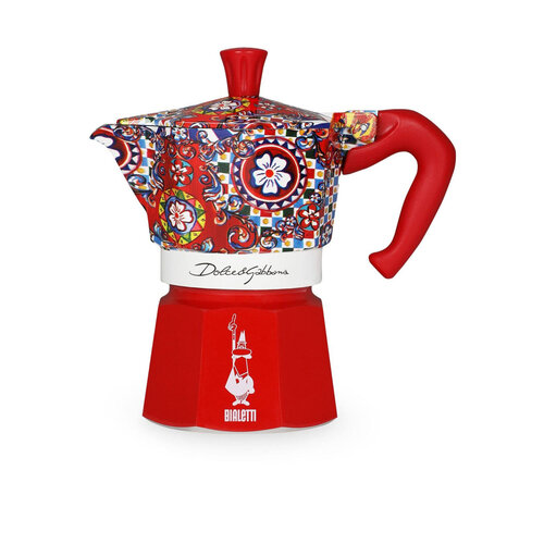 Гейзерная кофеварка Dolce & Gabbana Moka, красный фото, описание