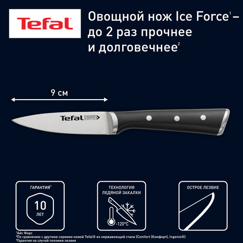 Tefal Ice force, лезвие: 9 см, черный фото, описание