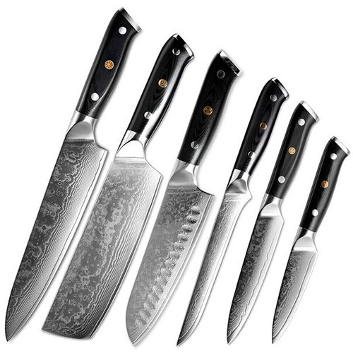 Набор ножей Spetime Damascus 6-Pieces Kitchen Knife Set Black DA05KN6 фото, описание