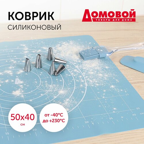 Коврик для выпечки и раскатки теста силиконовый с разметкой 50x40 фото, описание