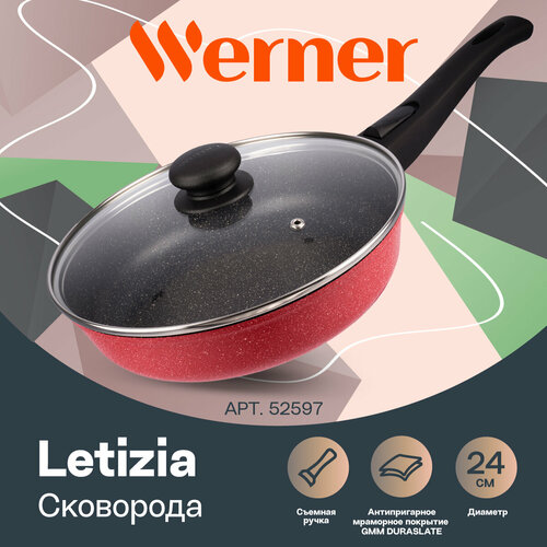 Сковорода из литого алюминия Werner Letizia 52597 24 см красный фото, описание