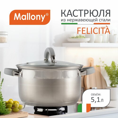 Кастрюля Mallony Felicita, 5.1 л, диаметр 22 см фото, описание