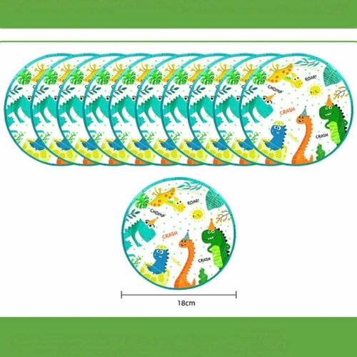 Одноразовые десертные тарелки Динозаврики, 10 штук фото, описание