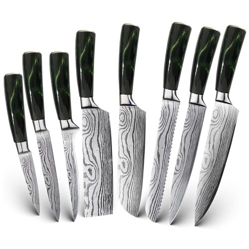 Набор кухонных ножей Xiaomi Spetime 8-Pieces Kitchen Knife Set Green (GE03KN8) фото, описание