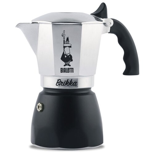 Гейзерная кофеварка Bialetti New Brikka 0007314, 150 мл0.15 л, черный/серебристый фото, описание