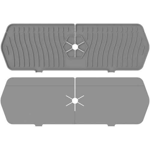 Силиконовый коврик для раковины на кран и смеситель, защита от брызг, средний, цвет серый фото, описание